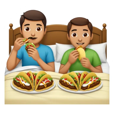 Two men Eating Tacos in a bed sticker