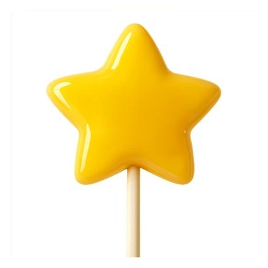 Remove the background, keep only the realistic star-shaped yellow lollipop in photorealistic style with transparent background. sticker