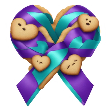 Purple teal Suicide awareness ribbon, cookie heart sticker