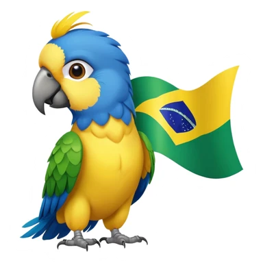A parrot holding a Brazilian flag  sticker
