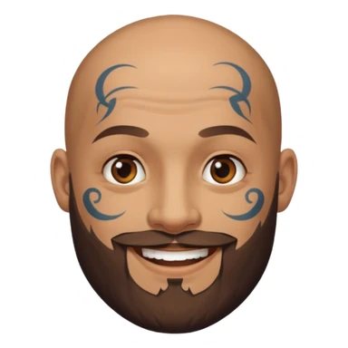 bald bearded man with face tattoo sticker