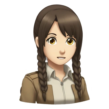 Sasha Braus brown hair hair in a ponytail anime attack on titan sticker