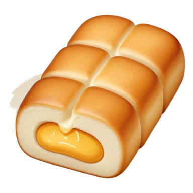 Fried mantou golden crispy bun with condensed milk, simplified emoji style with bold outlines and bright colors, cartoon style Chinese deep fried bread sticker