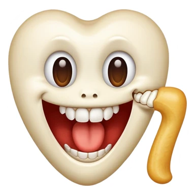 Emoji with half a bone in mouth drooling sticker