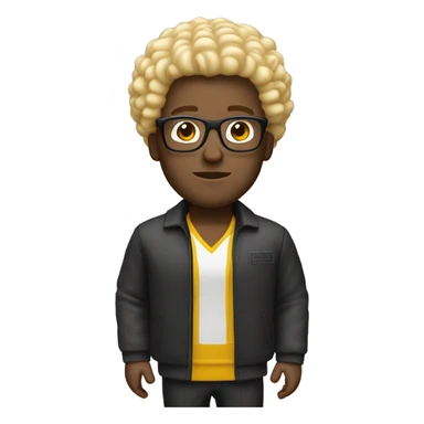 man. blonde small afro and glasses in mcdonald’s outfit sticker