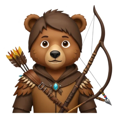 The classic hunter with a bow and arrow on his back, dressed in brown with some decorations made of fierce beasts sticker