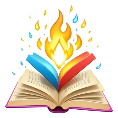 Un libro con un aura de colores vibrantes, con destellos dorados flotando a su alrededor,  un rayo de luz atravesándolo, simbolizando la explosión de creatividad sin miedo.  sticker