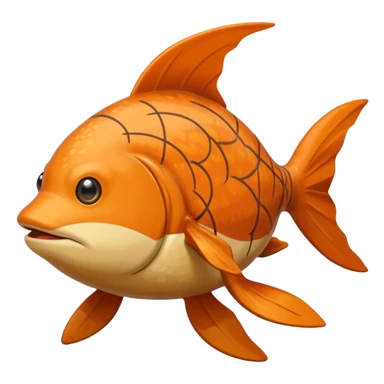 Solaran Magikarp - Ground type Hardier than regular Magikarp, longer and thinner, adapted to survive in shallow desert pools and temporary rain puddles of the badlands. muddy brown-orange fish. long whiskers. pokemon art style. sticker