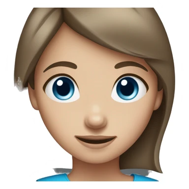 girl with short brown hair and blue eyes sticker
