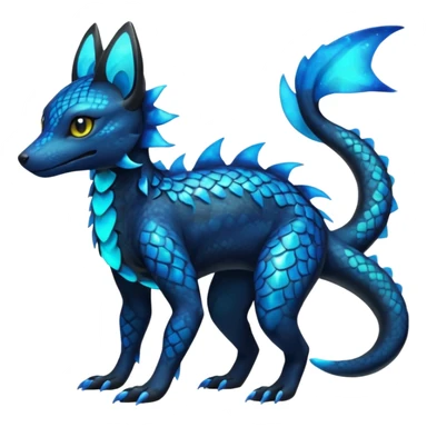 L Scaley Exotic Salandit-Aurorus-Umbreon-Fakémon-hybrid-creature (full body), 4 legs sticker