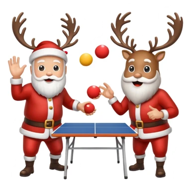 Santa and reindeer  playing pong sticker