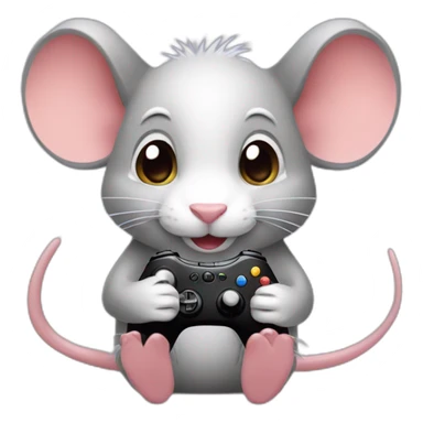 cute rat playing video games sticker