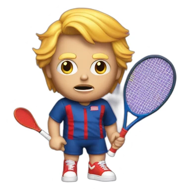 Trump as chucky with a tennis racket sticker