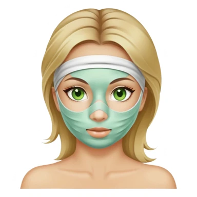 girl with green eyes and dirty blonde hair with a facial mask at a spa sticker