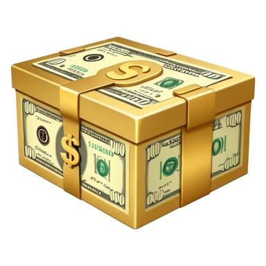 A box featuring a $100000 bill design sticker