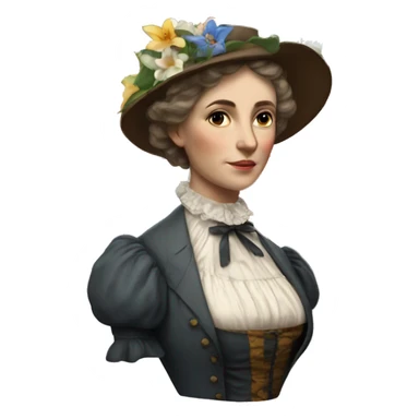 Victorian woman with Lillys and British flag sticker