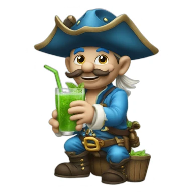 smurf pirate drinking mojito sticker