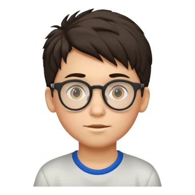 Erstelle mir eine Emoji von einem Jungen. Herkunft: Südamerika, Jung und Gutaussehend, mit durchsichtiger Brille und anderer Frisur  sticker