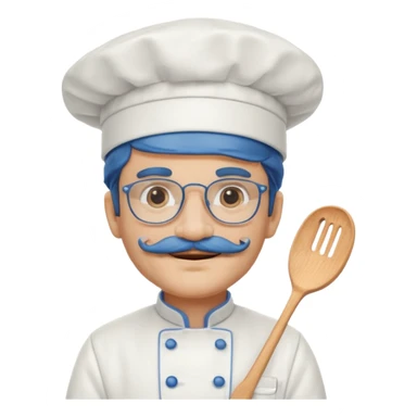 italian chef, blue, with mustace, wearing glasses sticker