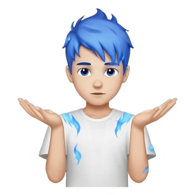 A boy with no hands fire instead made out of fire and blue fire on a white shirt that the boy is wearing  sticker