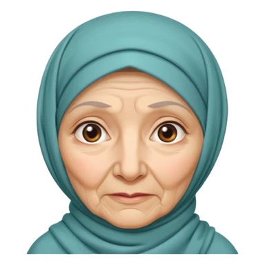 old woman with hijab neutral face white sticker