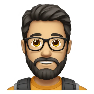 dark haired nerd with beard and glasses sticker