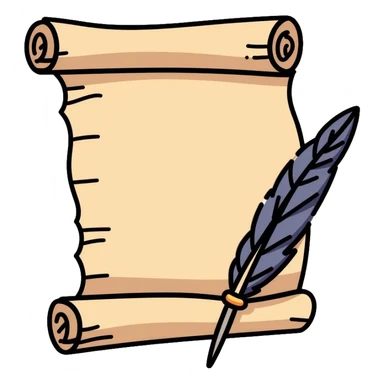 medieval parchment document with quill pen sticker