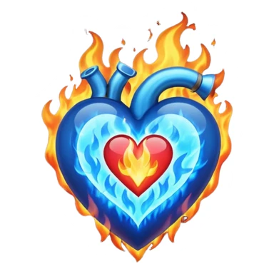 Heart with blue fire around it  sticker