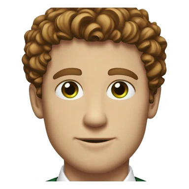white man, high cheekbones, red tie, white button up, brown curly hair, green eyes sticker