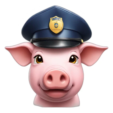 Pig with a police hat sticker
