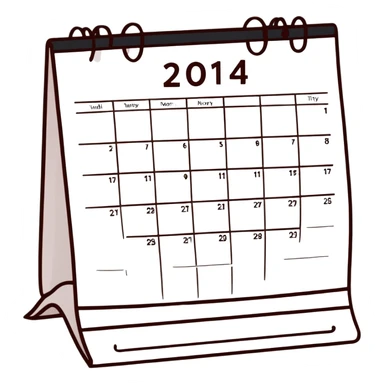 Colorful desk calendar with flip pages and a marked important date sticker