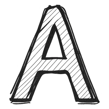 the letter A, visually distinct, hand drawn style, no background sticker