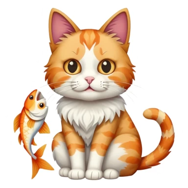cat full body sitting with fish bones in mouth sticker