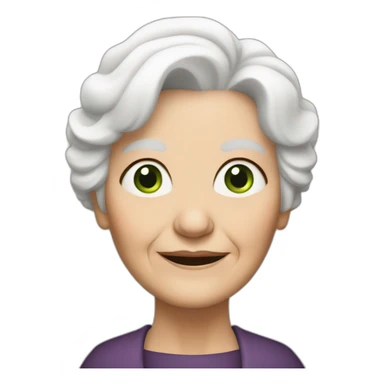old woman grandma with white hair, white skin, green eyes sticker
