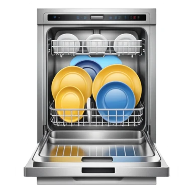 Dishwasher with door half open sticker