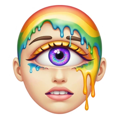 weird melted rainbow eye sticker