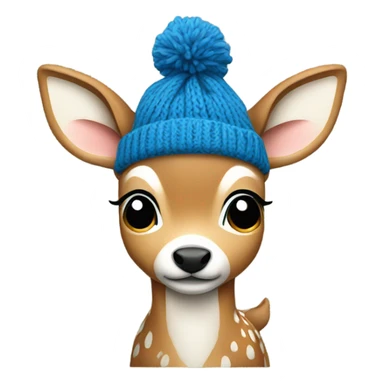 Fawn in a knitted blue hat sticker