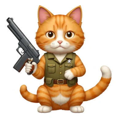 cat with gun sticker