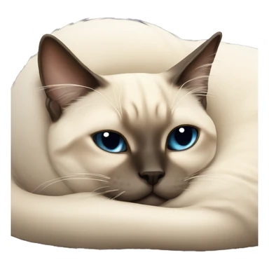 fluffy siamese cat curled up sleeping sticker