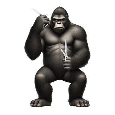 King kong holding barber scissors sticker