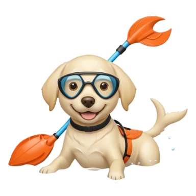 White labrador with snorkel and fins sticker