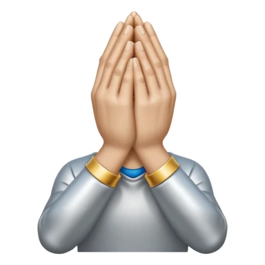 Emoji-style praying metallic hands, realistic proportions, clean outlines sticker