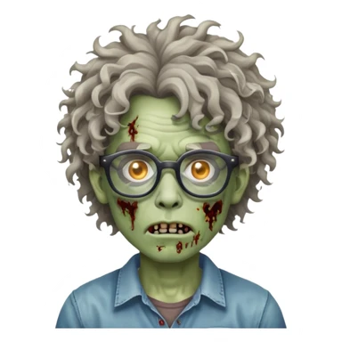 zombie with curly hair and glasses sticker
