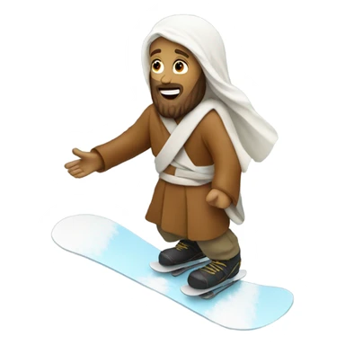 Jesus snowboarding down a mountain sticker