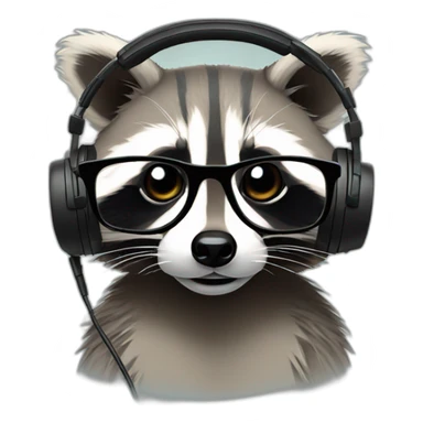raccoon wearing headphones and glasses sticker