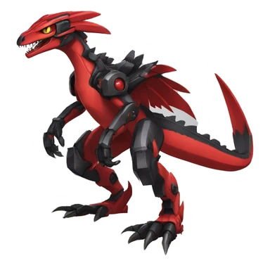  Cool Edgy Black Red Digimon-Fakemon-Guilmon-Velociraptor-Dragon-Mecha full body sticker