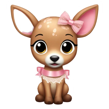 Cute pink fawn with lace ribbon sticker