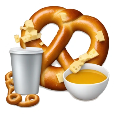 pretzel with small cup of cheese sticker