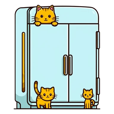 Golden cat in a refrigerator sticker