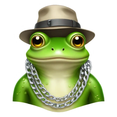 Frog wearing a bucket hat and silver chain around neck  sticker